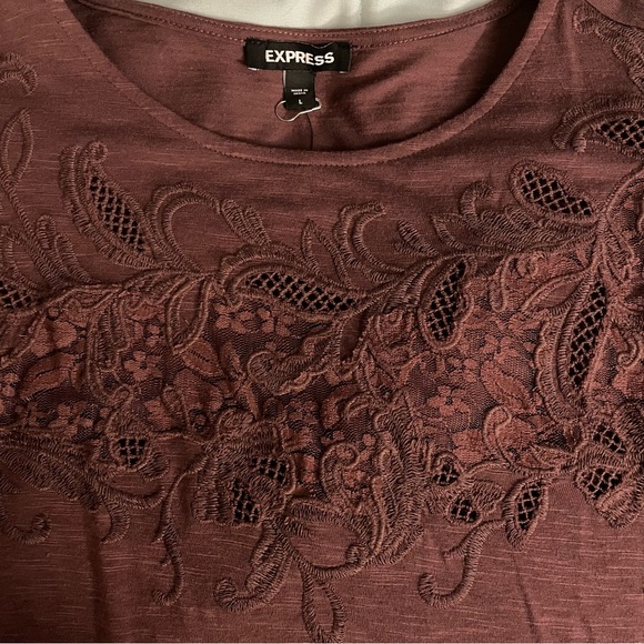 Express Long Sleeve Lace Tee Shirt L NWT - Picture 5 of 6